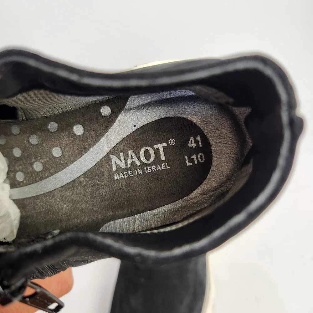 Naot Women's Zodiac Black‎ Leather Comfy Ankle Sneakers Size 41 (10-10.5)